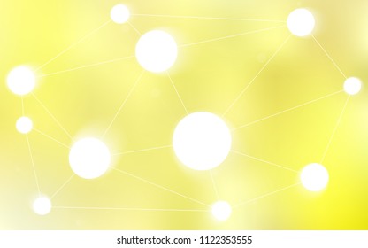 Light Yellow vector texture with disks, lines. Glitter abstract illustration with connection of triangle structure. Completely new template for your brand book.