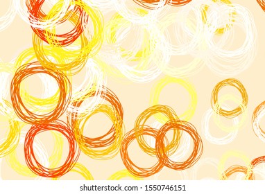Light Yellow vector texture with disks. Blurred bubbles on abstract background with colorful gradient. Design for your business advert.