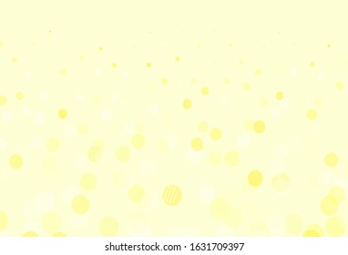 Light Yellow vector texture with disks. Blurred bubbles on abstract background with colorful gradient. Design for your business advert.