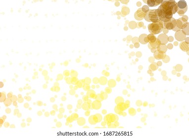 Textura vectorial amarillo claro con discos. Hermosa ilustración de color con círculos borrosos en estilo natural. Patrón para texturas de papel pintado.