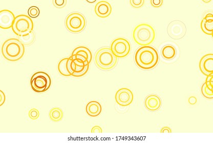 Light Yellow vector texture with disks. Glitter abstract illustration with blurred drops of rain. Pattern for futuristic ad, booklets.