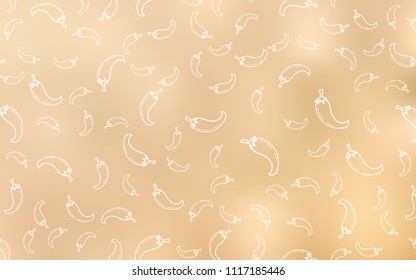 Light Yellow vector texture with hot peppers. Illustration with set of fresh peppers in doodle style. Doodle design for your business advert of cafes.