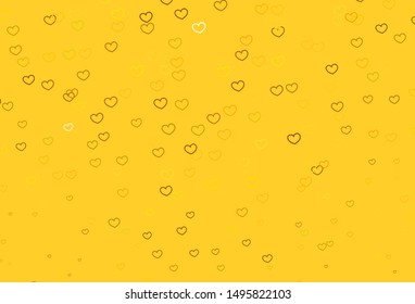 Light Yellow vector texture with lovely hearts. Hearts on blurred abstract background with colorful gradient. Design for ad, poster, banner of Valentine Day.