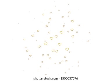 Light Yellow vector texture with lovely hearts. Decorative shining illustration with hearts on abstract template. Design for your business advert of anniversary.