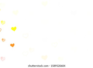 Light Yellow vector texture with lovely hearts. Hearts on blurred abstract background with colorful gradient. Design for ad, poster, banner of Valentine Day.