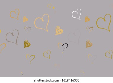 Light Yellow vector texture with lovely hearts. Illustration with shapes of gradient hearts on blur backdrop. Template for Valentine's greeting postcards.