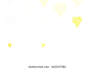 Light Yellow vector texture with lovely hearts. Decorative design with hearts in simple style . Design for a business advert of anniversary.