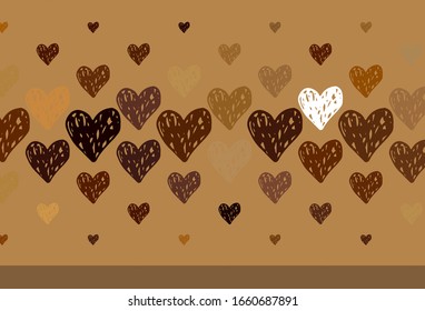 Light Yellow vector texture with lovely hearts. Beautiful abstract hearts on colorful gradient background. Pattern for valentine's ad, booklets.