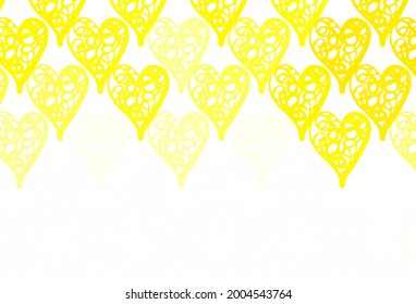 Light Yellow vector texture with lovely hearts. Illustration with shapes of gradient hearts on blur backdrop. Pattern for valentine's ad, booklets.
