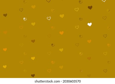 Light Yellow vector texture with lovely hearts. Glitter abstract illustration with colorful hearts in romantic style. Design for ad, poster, banner of Valentine Day.