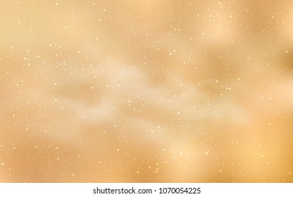 Light Yellow vector texture with milky way stars. Shining colored illustration with bright astronomical stars. Best design for your ad, poster, banner.