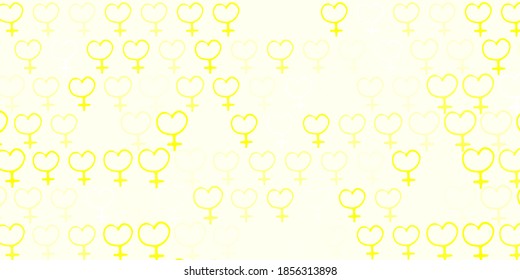 Light Yellow vector texture with women rights symbols. Colorful illustration with gradient feminism shapes. Best design to show the power of women.