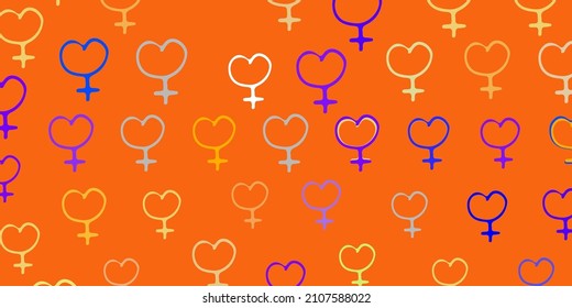 Light Yellow vector texture with women rights symbols. Simple design in abstract style with women rights activism. Best design to show the power of women.