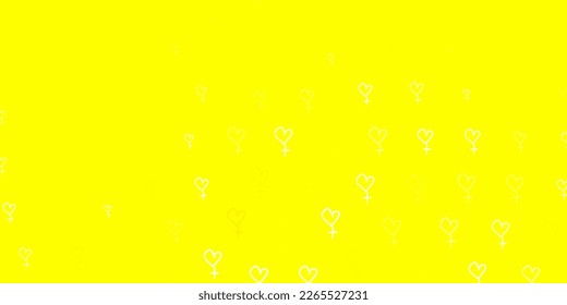 Light Yellow vector texture with women rights symbols. Abstract illustration with a depiction of women power. Best design to show the power of women.