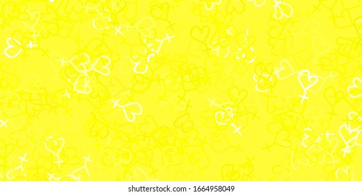 Light Yellow vector texture with women's rights symbols. Illustration with signs of women's strength and power. Best design to show the power of women.