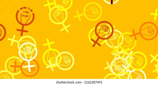 Light Yellow vector texture with women's rights symbols. Abstract illustration with a depiction of women's power. Simple design for your web site.