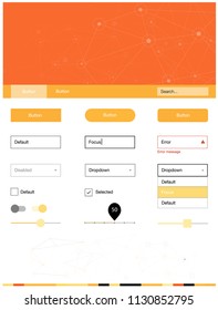 Light Yellow vector ui kit in polygonal style with circles. Colorful ui/ux kit with triangles, circles in header. Modern template for your landing page.