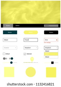 Light Yellow vector ui kit with clouds & stars. Decorative ui kit design in abstract style with colorful sky. This template you can use for websites.