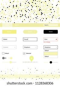 Light Yellow vector ui ux kit with circles. Colorful ui/ux kit with header consisted of spheres. This template you can use for landing pages.