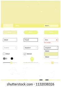 Light Yellow vector ui ux kit in triangular style with circles. Colorful ui/ux kit with triangles, circles in header. This sample is for your landing page.