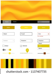 Light Yellow vector ui ux kit with lines, ovals. Modern gradient abstract illustration with bandy lines. This template you can use for websites.