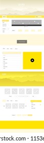 Light Yellow vector ui ux kit with hills and rocks. Colorful Style guide with mountains on abstract background. Beautiful layout for websites, landing pages.