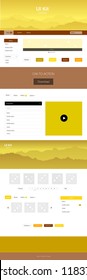 Light Yellow vector ui ux kit with hills and rocks. Simple Material Design Kit with colorful mountains in header. Beautiful layout for websites, landing pages.
