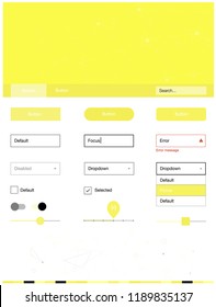 Light Yellow vector ui ux kit in triangular style with circles. Colorful ui/ux kit with triangles, circles in header. This sample is for your landing page.