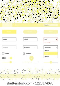 Light Yellow vector ui ux kit with circles. Simple Material Design Kit with colorful dots in header. This sample is for your website.