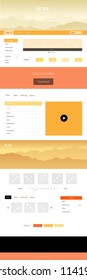 Light Yellow vector web ui kit with mountains. Decorative ui kit design in abstract style with colorful rocks. Sample for your landing page of tourism.