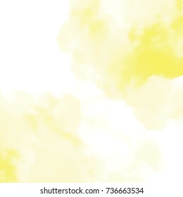 light yellow watercolor clouds in lower left and upper right corner on white background, vector illustration