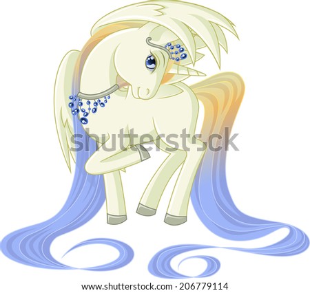 Light yellow winged unicorn with a blue mane hid his head under his wing