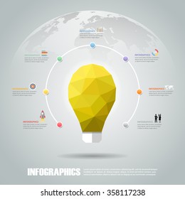 Lightblub  infographic 7 steps. can be used for workflow layout, diagram, number options, bussiness concept