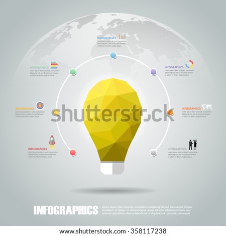 Lightblub  infographic 7 steps. can be used for workflow layout, diagram, number options, bussiness concept