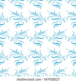 Light-blue abstract seamless pattern on white background. Fashion graphic design. Template for prints, textile, wrapping and decoration, wallpaper. Vector illustration.