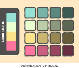 Lightblue lightgoldenrodyellow khaki hotpink color palette, colour matching, rgb colors, harmonious colours catalog sample, design and edit idea