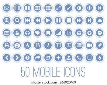 Light-blue mobile vector icons set