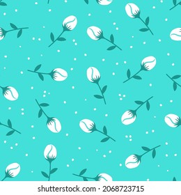 Lightblue seamless pattern with rosebud.