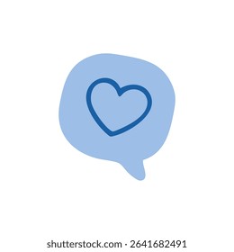 Light-blue speech bubble with a simple outline heart