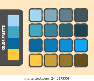 Lightblue steelblue teal sandybrown color palette, colour matching, rgb colors, harmonious colours catalog sample, design and edit idea