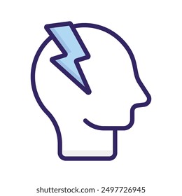 Lightbolt with human mind, concept icon of brainstorming in trendy style