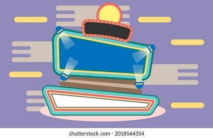 soporte de caja de luz. Clipart promocional de la luz de la ciudad. light de publicidad de producto.stand de visualización de producto. cartelera de cartelera de juegos. vector, ilustración 