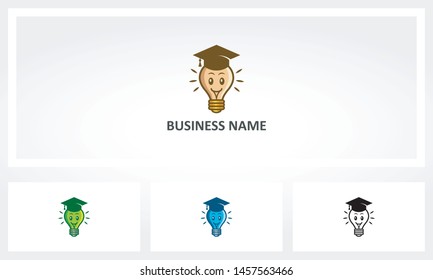 Lightbulb Academic Cap Graduation Hat Logo