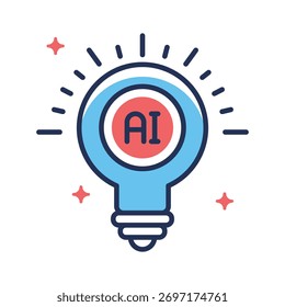 Glühbirne mit KI-Konzept, die Innovation und intelligente Technologie repräsentiert.