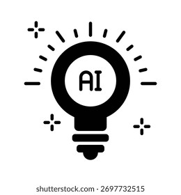 Lightbulb with AI concept representing innovation and smart technology.