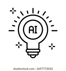 Bombilla con concepto de IA que representa la innovación y la tecnología inteligente.