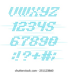 Lightbulb Alphabet font and numbers and black alarm clock on background