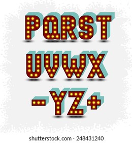 lightbulb alphabet font P-Z