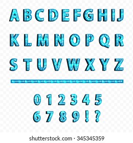 Lightbulb alphabet glamorous showtime theater alphabet. Vector design