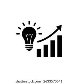 Lightbulb with Arrow and Bar Chart for Business Growth and Analysis